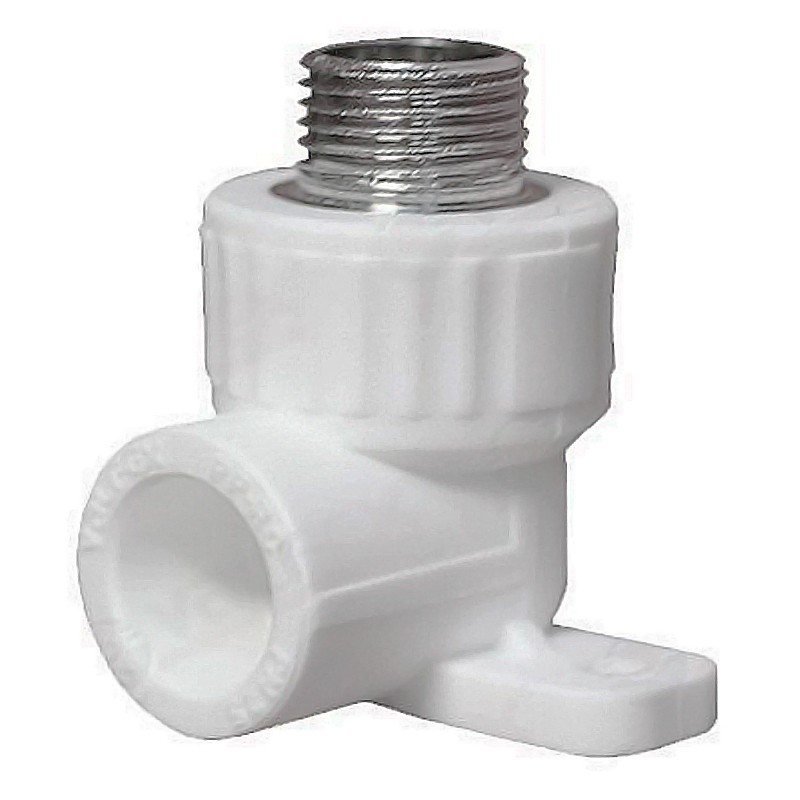 Угольник установочный ПП 20-1/2'' PN 25 с наружной резьбой белый VALFEX -1