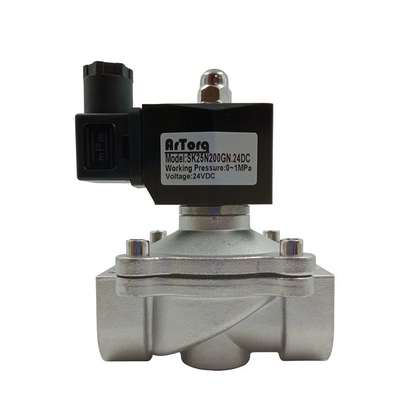 Соленоидный клапан Artorq SK DN 10 PN 10 из нержавеющей стали G-3/8'' нормально закрытый DC24В VITON до 150гр.-1