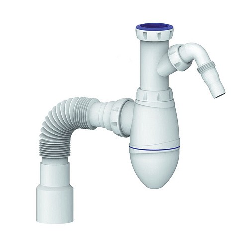 Сифон для умывальника Unicorn А520V, 40х50 гибкий отвод, 1 1/2'' х40 с отводом для стиральной машины преходник 40х32 купить в Нижнем Новгороде | "Проконсим"
