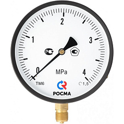 картинка Манометр общетехнический Росма ТМ-610Р.00, до 10кгс/см2 M20x1,5, 150мм, радиальное присоединение, класс точности 1.0 интернет-магазин оптовых поставок Проконсим являющийся официальным дистрибьютором в России 