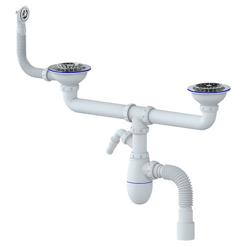 сифон для двойной мойки Unicorn В731VР, 40х50 гибкий отвод, 3 1/2'' х40 с отводом для стиральной машины, круглый перелив купить в Нижнем Новгороде | "Проконсим"