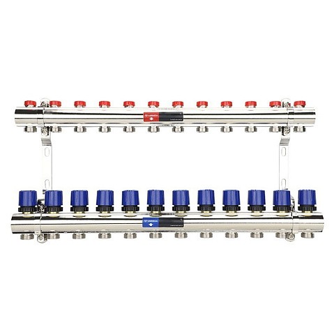 Коллекторная группа из латуни DN 25-12 вых. G-3/4'' евроконус, без расходомеров, без дренажного крана и воздухоотводчика VARMEGA VM15812 купить в Нижнем Новгороде | "Проконсим"