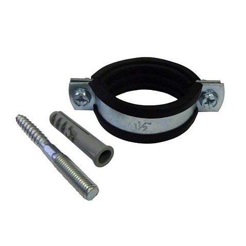 Хомут стальной оцинкованный 1 1/2'' (47-53) М8 с крепежом (шпилька и дюбель) купить в Нижнем Новгороде | "Проконсим"