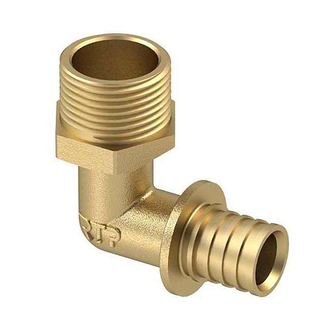 Угольник латунный для PEX труб  20-1/2''  PN 16  под надвижную гильзу с наружной резьбой  РосТурПласт купить в Нижнем Новгороде | "Проконсим"