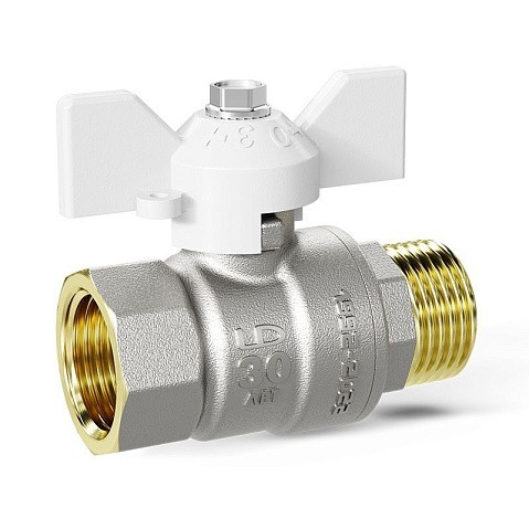 Краны латунные шаровые DN 15-32 PN 25-40 никелированные бабочка белая муфта-штуцер LD Pride 47.302 купить в Нижнем Новгороде | "Проконсим"