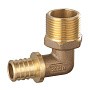 Угольник латунный для PEX DN 25 с наружной резьбой 3/4'' под надвижную гильзу PLP