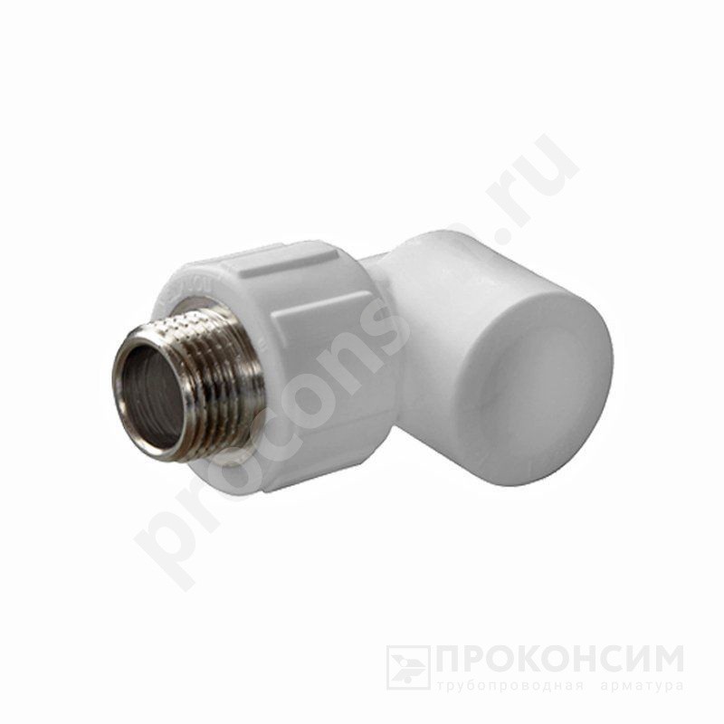 Цена 82,25 рублей с НДС. Распродажа! Вывод из ассортимента. Угольник ПП 32-1''  с наружной резьбой белый Политэк 9410003201 (251312410) со склада Проконсим в Нижнем Новгороде