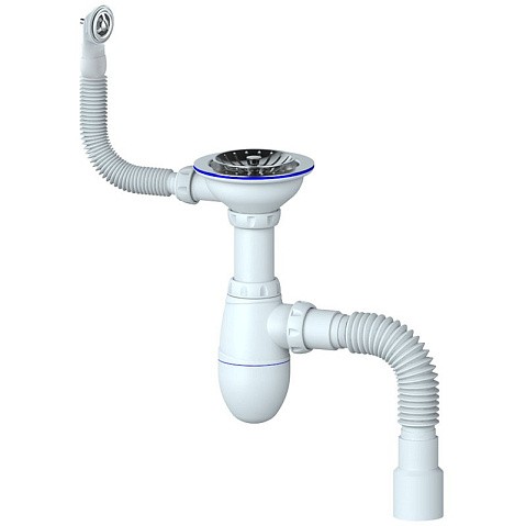 Сифон для мойки Unicorn В426P, 40х50 гибкий отвод, 3 1/2'' х40 чаша из нержавеющей стали, прямоугольный перелив купить в Нижнем Новгороде | "Проконсим"