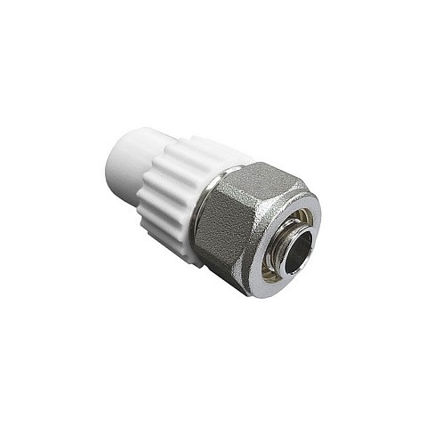 Муфта комбинированная для соединения PPR-PE-AL-PE труб 20x16 PN 25 белая VALFEX купить в Нижнем Новгороде | "Проконсим" Муфта комбинированная для соединения PPR-PE-AL-PE труб 20x16 PN 25 белая VALFEX купить в Нижнем Новгороде | "Проконсим"