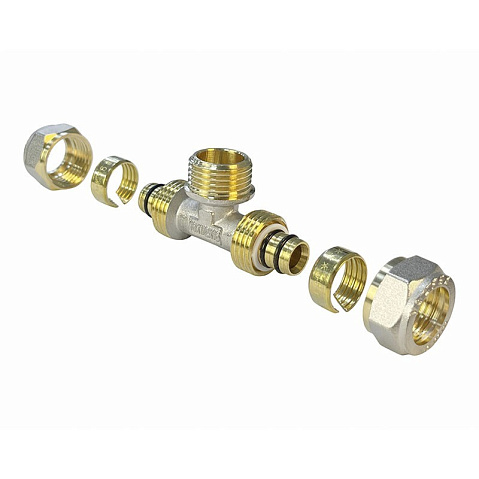 Тройник латунный для PEX труб 16-1/2''-16 PN 10 обжимной никелированный Valfex VF.333.N  купить в Нижнем Новгороде | "Проконсим"