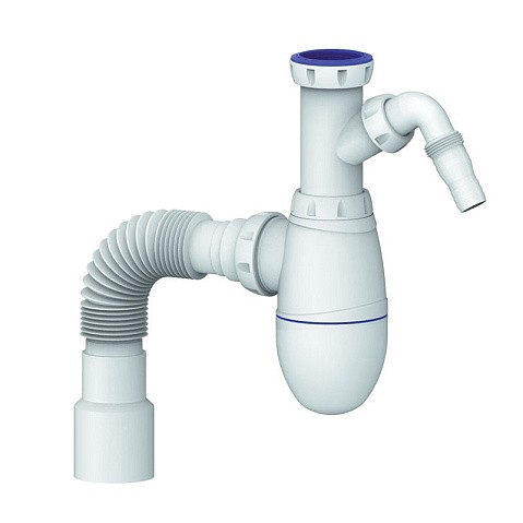 Сифон для мойки Unicorn В520V, 40х50 гибкий отвод, 1 1/2'' х40 с отводом для стиральной машины преходник 40х32 купить в Нижнем Новгороде | "Проконсим"