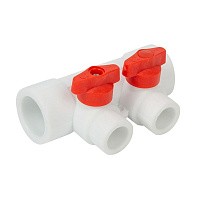  Коллекторы ПП DN 32-40 PN 25 универсальные с отсечными кранами белые Valfex  (930024413) со склада Проконсим в Нижнем Новгороде