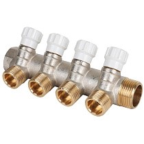  Коллектор латунный DN 20-25 PN 10 никелированный с вентилями под евроконус MVI (922101504) со склада Проконсим в Нижнем Новгороде