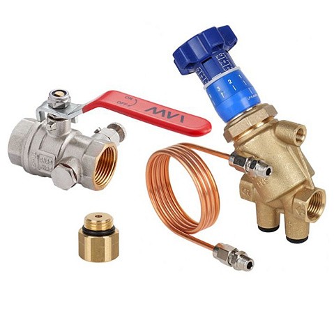 Комплект автоматической балансировки MVI BLN.DP3.06 DN 25 PN 25 (Регулятор перепада давления BL.510 +кран шаровой с дренажем и воздухоотводчиком BV.630 +переходник BL.901.02)  купить в Нижнем Новгороде | "Проконсим"