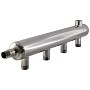 Коллектор распределительный из нержавеющей стали DN40 PN16 вход 15-20 10 выходов НР 3/4'' выход под кран Маевского и импульсную трубку левосторонний PLP