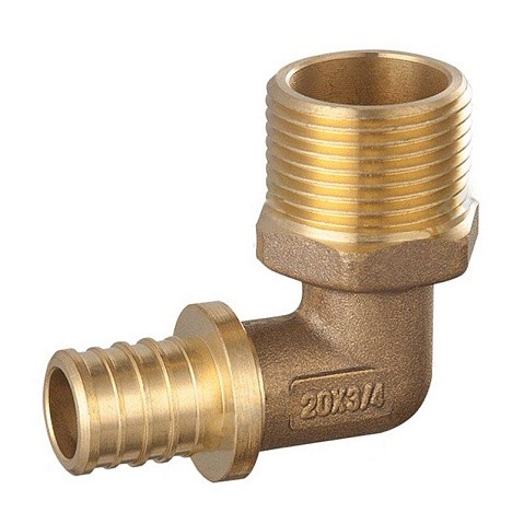 Угольник латунный для PEX DN 20 с наружной резьбой 1/2'' под надвижную гильзу PLP купить в Нижнем Новгороде | "Проконсим"