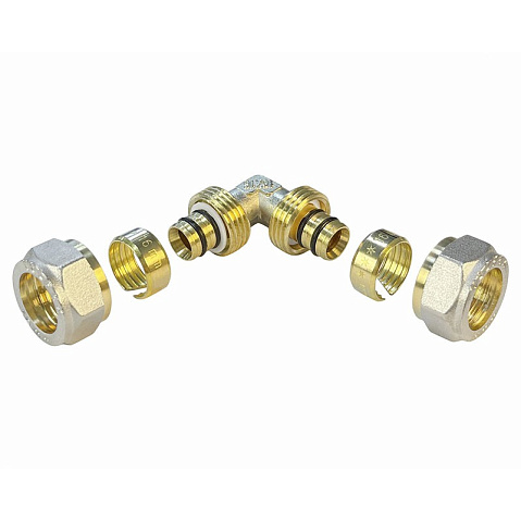 Угольник латунный для PEX труб 16-16 PN 10 обжимной никелированный Valfex VF.351.N  купить в Нижнем Новгороде | "Проконсим"