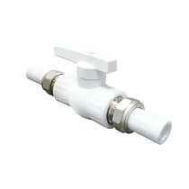  Краны шаровые ПП DN 20-32 PN 25 с двусторонним разъемным соединением белые Valfex  (930024433) со склада Проконсим в Нижнем Новгороде