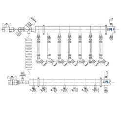  Коллекторный узел на 7 выход. PLP УКЭО-МАКСИМУМ 5-30/25-60кПа Ду50 1'' - 1/2'' Ру10 сталь, подкл. левостороннее (922156287) со склада Проконсим в Нижнем Новгороде