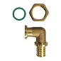 Угольник латунный для PEX труб  20-1/2''  PN 16  под надвижную гильзу с накидной гайкой  РосТурПласт купить в Нижнем Новгороде | "Проконсим"