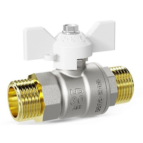 Краны латунные шаровые DN 15-25 PN 40 никелированные бабочка белая штуцер-штуцер LD Pride 47.304 купить в Нижнем Новгороде | "Проконсим"