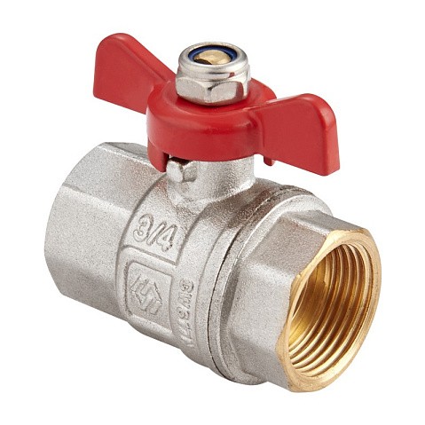 Кран латунный шаровой MVI BV.513 DN 20 PN 40 никелированный полнопроходной муфта-муфта бабочка купить в Нижнем Новгороде | "Проконсим"