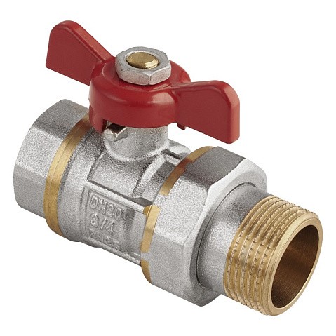 Кран латунный шаровой MVI AquaHit BV.320.04 DN 25 PN 25 бабочка американка полнопроходной никелированный купить в Нижнем Новгороде | "Проконсим"