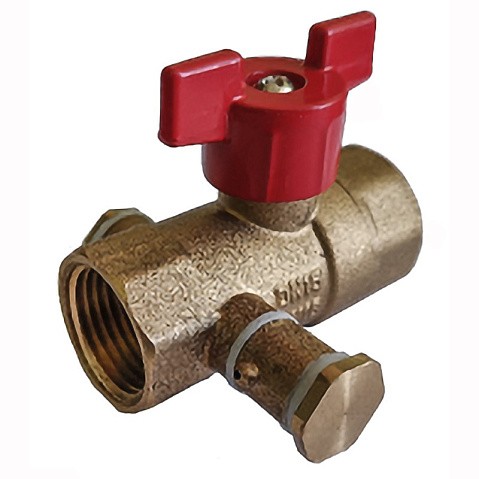 Кран латунный шаровой DN 15 PN 16 с дренажными патрубками G1/2'' муфта-муфта бабочка Пензапромарматура купить в Нижнем Новгороде | "Проконсим"
