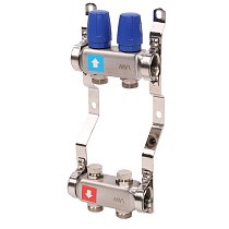  Коллекторная группа из нержавеющей стали DN 25-2 выхода G-3/4'' без расходомеров, без дренажного крана и воздухоотводчика, евроконус MVI MS.402.06 (922101602) со склада Проконсим в Нижнем Новгороде