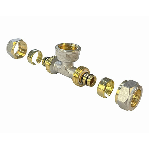 Тройник латунный для PEX труб 20-1/2''-20 PN 10 обжимной никелированный Valfex VF.332.N  купить в Нижнем Новгороде | "Проконсим"