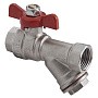 Кран латунный шаровой MVI BV.632 DN 15 PN 25 с фильтром никелированный полнопроходной муфта-муфта бабочка