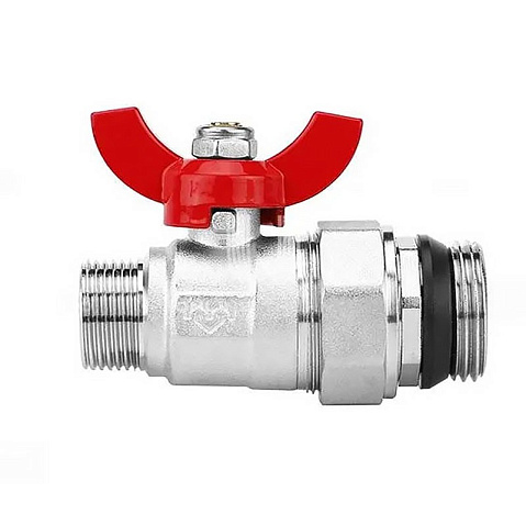 Кран шаровой латунный DN 25 PN 10 никелированный прямой  для коллектора (2 шт.) Varmega VM15951 купить в Нижнем Новгороде | "Проконсим"