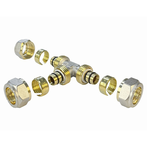 Тройники латунные для PEX труб DN 16-32 PN 10 обжимные никелированные Valfex VF.331.N купить в Нижнем Новгороде | "Проконсим"