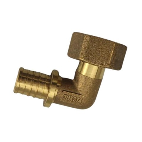 Угольник латунный для PEX труб  20-1/2''  PN 16  под надвижную гильзу с накидной гайкой  РосТурПласт купить в Нижнем Новгороде | "Проконсим"