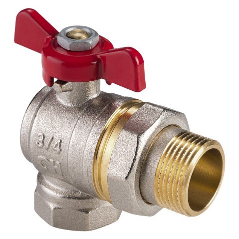 Кран латунный шаровой MVI AquaHit BV.322.05 DN 20 PN 25 бабочка американка полнопроходной угловой никелированный купить в Нижнем Новгороде | "Проконсим"