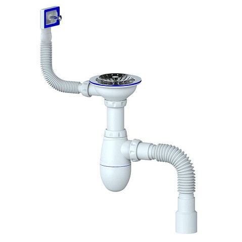 Сифон для мойки Unicorn В425P, 40х50 гибкий отвод, 3 1/2'' х40 чаша из нержавеющей стали, прямоугольный перелив купить в Нижнем Новгороде | "Проконсим"