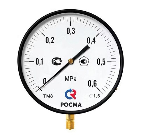 Манометр Росма ТМ-810Р.00 котловый, 250мм, 0-0.4МПа, резьба M20x1,5, радиальный, класс точности 1,5 купить в Нижнем Новгороде | "Проконсим" Манометр Росма ТМ-810Р.00 котловый, 250мм, 0-0.4МПа, резьба M20x1,5, радиальный, класс точности 1,5 купить в Нижнем Новгороде | "Проконсим"