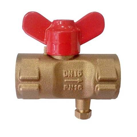 Кран латунный шаровой 11Б27п(М)1 DN 15 PN 16 трёхходовой под манометр G1/2"-М20х1,5 муфта-муфта бабочка Пензапромарматура купить в Нижнем Новгороде | "Проконсим"
