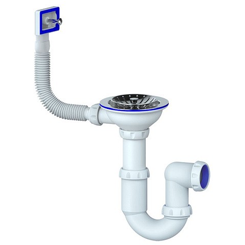 Сифон для мойки Unicorn Y410, без отвода, 3 1/2'' х40 чаша из нержавеющей стали, прямоугольный перелив купить в Нижнем Новгороде | "Проконсим"