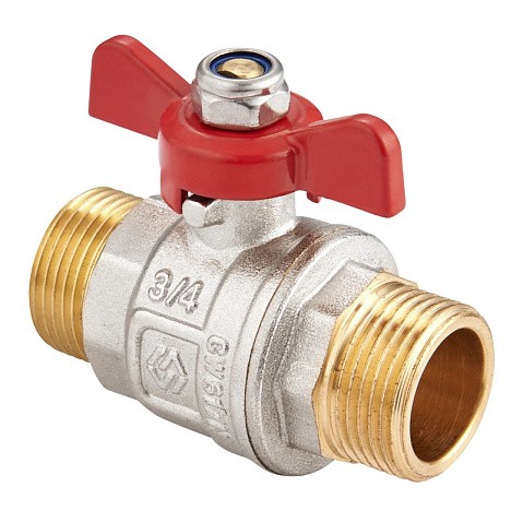 Кран латунный шаровой MVI BV.515 DN 20 PN 40 никелированный полнопроходной штуцер-штуцер бабочка купить в Нижнем Новгороде | "Проконсим"