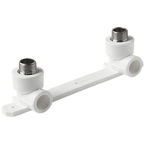 Угольник установочный двойной ПП 20-1/2'' PN 25 с наружной резьбой белый VALFEX  купить в Нижнем Новгороде | "Проконсим"