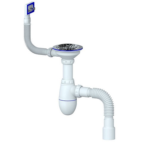 Сифон для мойки Unicorn В425, 40х50 гибкий отвод, 3 1/2'' х40 чаша из нержавеющей стали, прямоугольный перелив купить в Нижнем Новгороде | "Проконсим"