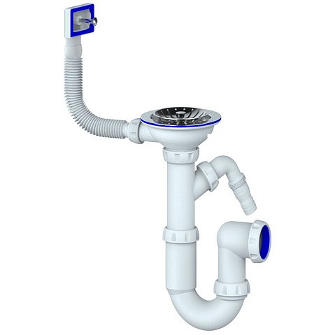 Сифон для мойки Unicorn Y430V, 3 1/2'' х40 без отвода, чаша из нержавеющей стали с отводом для стиральной машины, прямоугольный перелив купить в Нижнем Новгороде | "Проконсим"