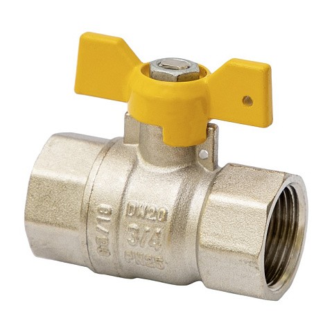 Кран латунный шаровой газовый MVI BV.813 DN 15 PN 25 никелированный полнопроходной муфта-муфта бабочка купить в Нижнем Новгороде | "Проконсим"