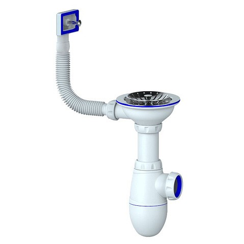 Сифон для мойки Unicorn В410P, без отвода, 3 1/2'' х40 чаша из нержавеющей стали, прямоугольный перелив купить в Нижнем Новгороде | "Проконсим"