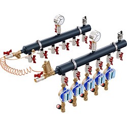  Коллекторный узел на 2 выход. PLP УКЭО-СТАНДАРТ 5-30/25-60кПа Ду50 1'' - 1/2'' Ру10 сталь, подкл. левостороннее (922156162) со склада Проконсим в Нижнем Новгороде