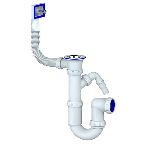 Сифон для мойки Unicorn Y440V, 1 1/2'' х40 без отвода, чаша из нержавеющей стали с отводом для стиральной машины, прямоугольный перелив купить в Нижнем Новгороде | "Проконсим"