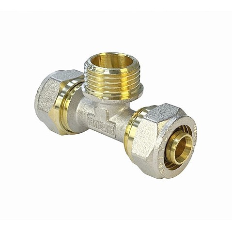 Тройник латунный для PEX труб 16-1/2''-16 PN 10 обжимной никелированный Valfex VF.333.N  купить в Нижнем Новгороде | "Проконсим"