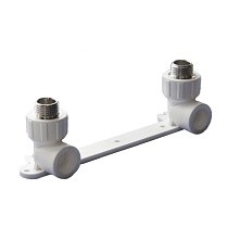 Угольник установочный ПП 25-1/2'' двойной с наружной резьбой белый Политэк купить в Нижнем Новгороде | "Проконсим"