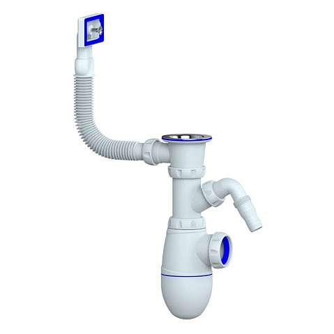 Сифон для мойки Unicorn В440V, без отвода, 1 1/2'' х40 чаша из нержавеющей стали, прямоугольный перелив купить в Нижнем Новгороде | "Проконсим"